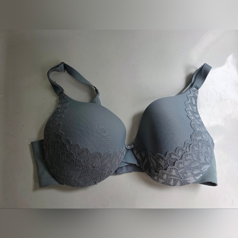 La Vie En Rose Gray Lace-Trim Padded Bra
